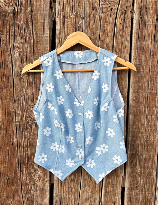 Denim daisy vest